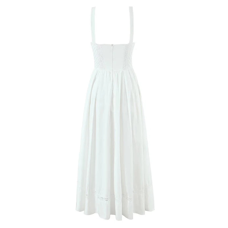Lace Square Neck A-Line Midi Dress