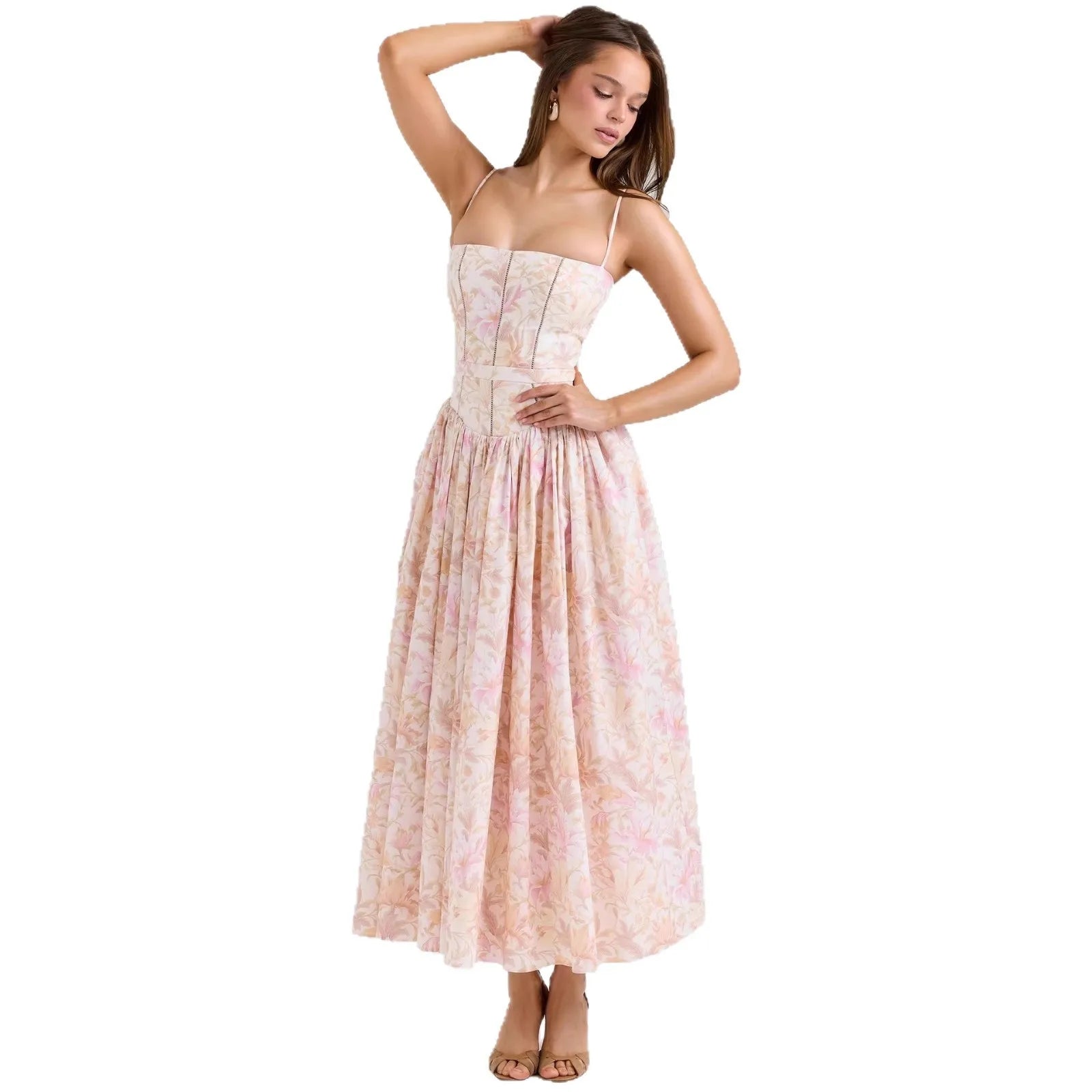 Printed Strapless Maxi Dress