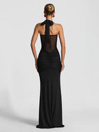 Solid Halter Bodycon Ankle-Length Dress