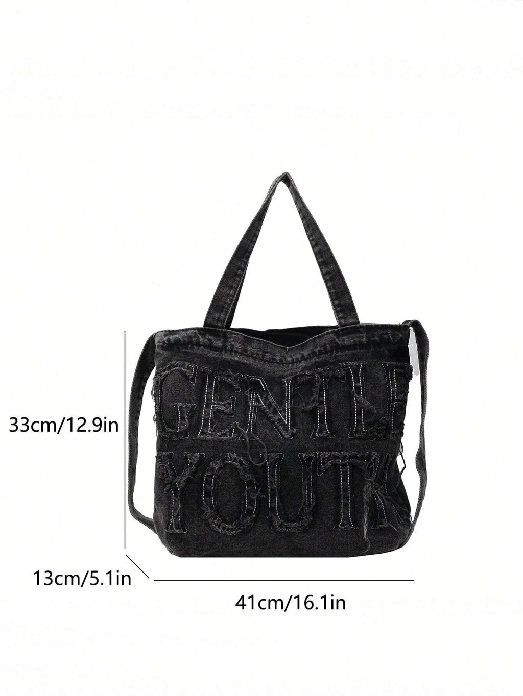 Embroidered Canvas Large Tote Bag