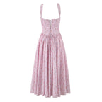Printed Spaghetti Strap A-Line Midi Dress