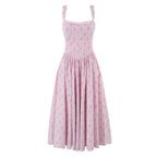 Printed Spaghetti Strap A-Line Midi Dress