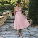 Sienna Glow – Mid-Calf Backless Camisole Dress