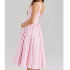 Printed Spaghetti Strap A-Line Midi Dress