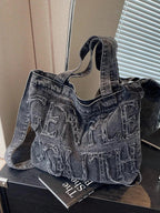 Embroidered Canvas Large Tote Bag