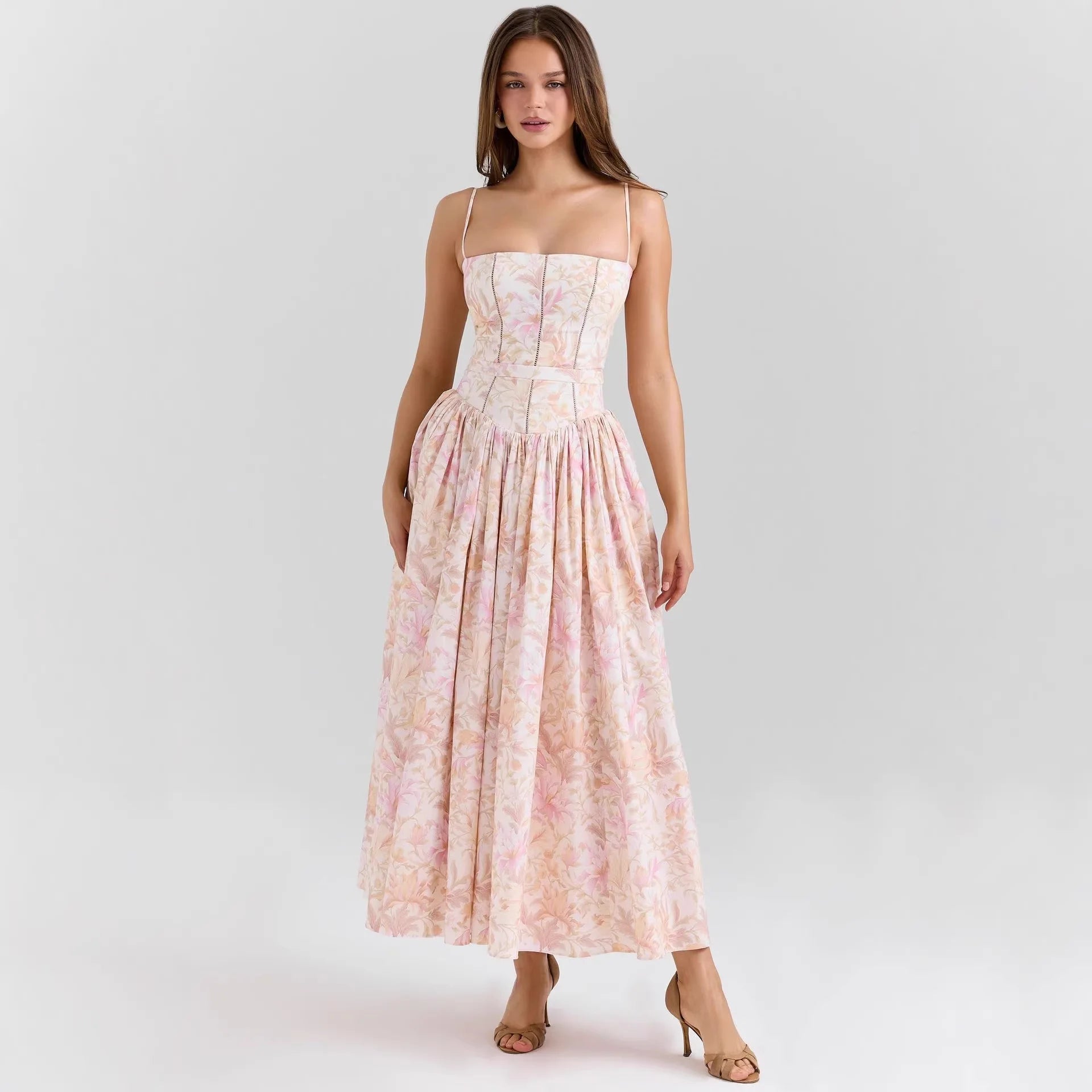 Printed Strapless Maxi Dress