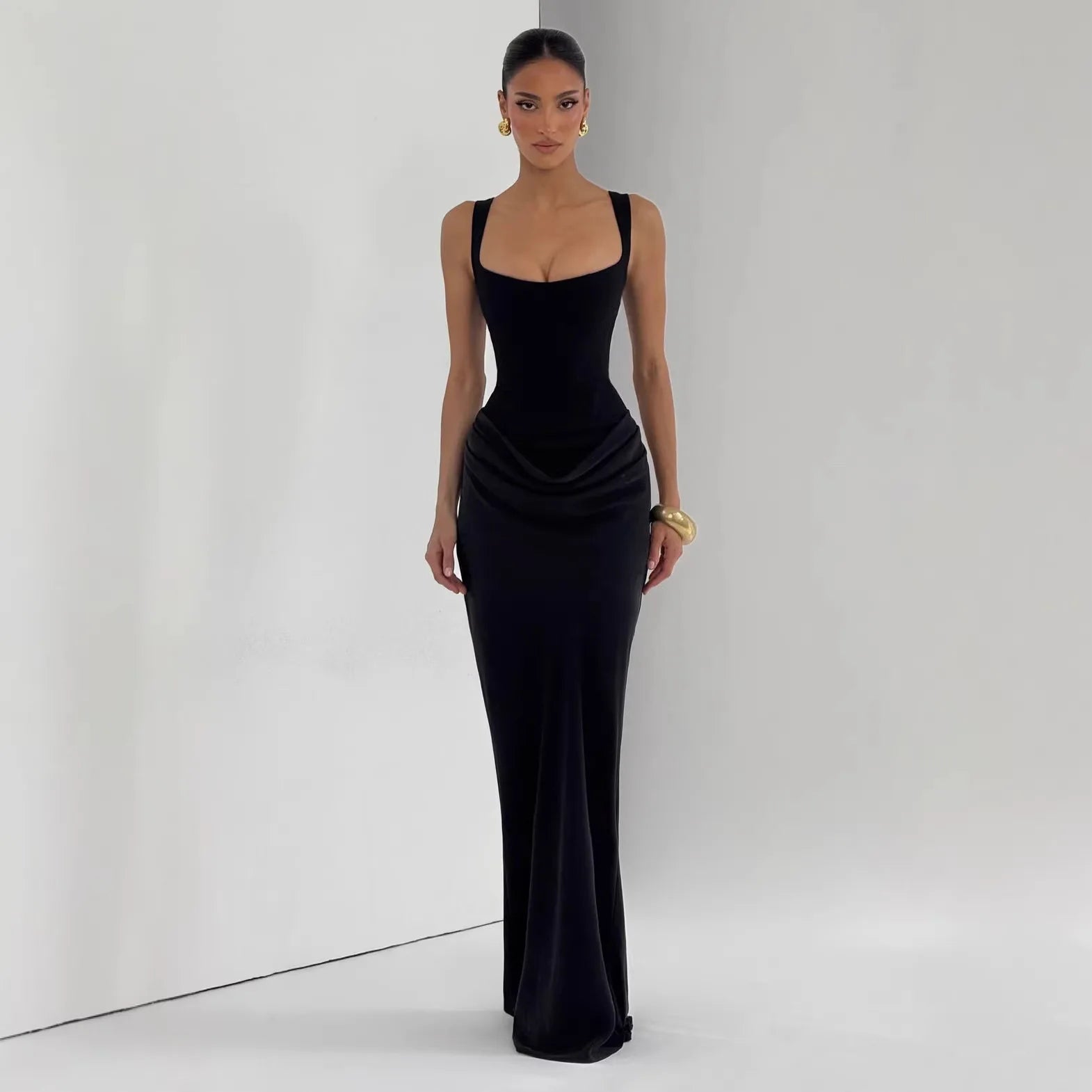 Solid Bodycon Ankle-Length Dress