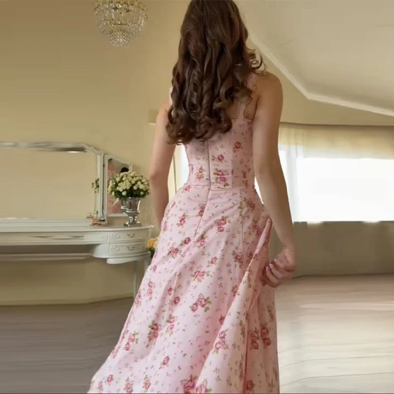 Floral Sweetheart A-Line Midi Dress