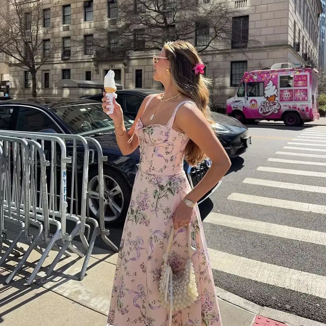 Floral V-Neck Midi Dress