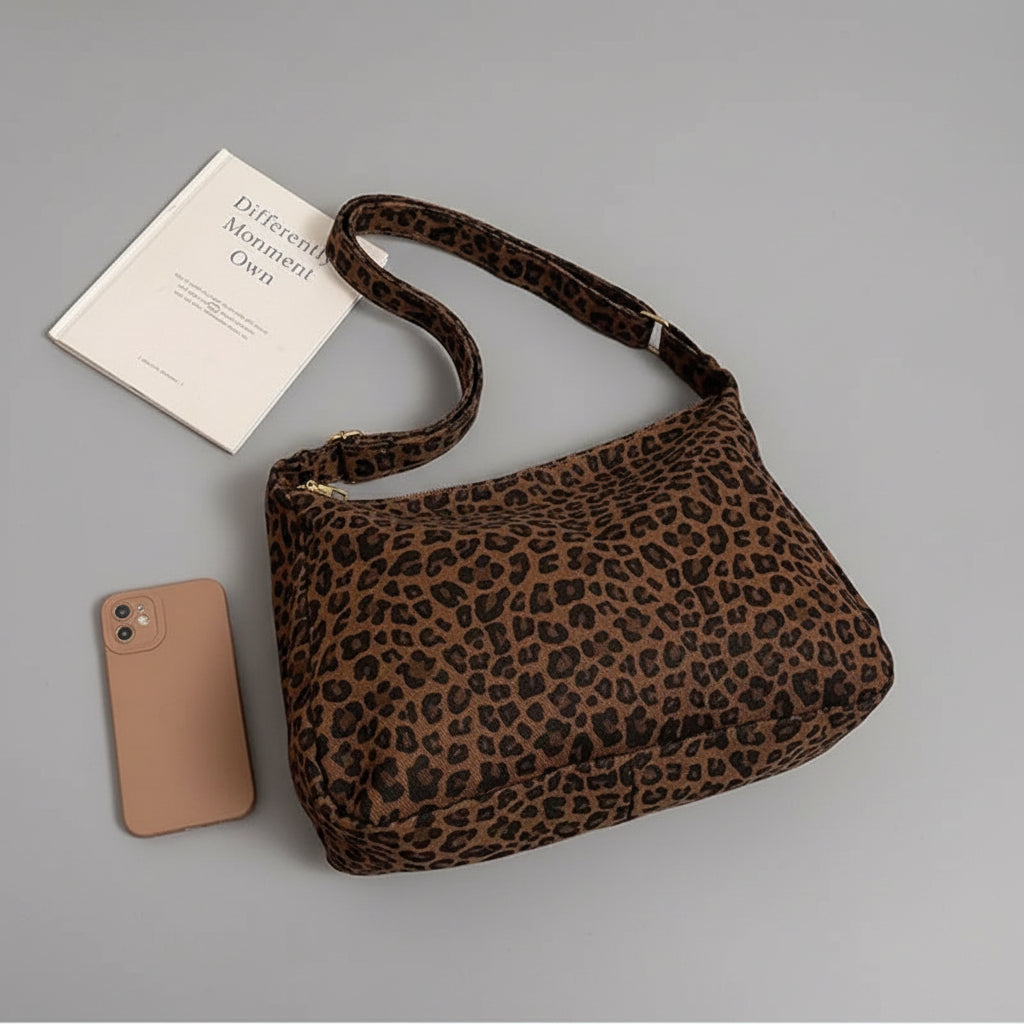 Leopard Print Large Hobo Bag