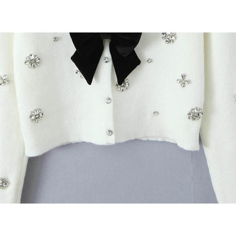Velour Bow Cardigan