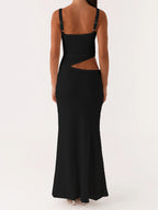 Velvet Square Neck Column Midi Dress
