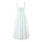 Printed Spaghetti Strap A-Line Midi Dress