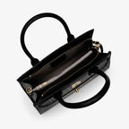 Croc-Embossed Genuine Leather Satchel Bag