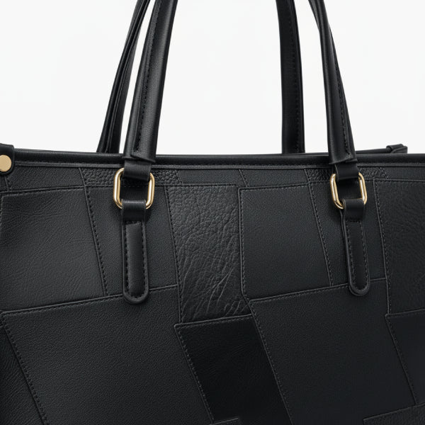 Patchwork Vegan Leather Large Tote Bag