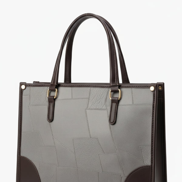 Patchwork Vegan Leather Large Tote Bag