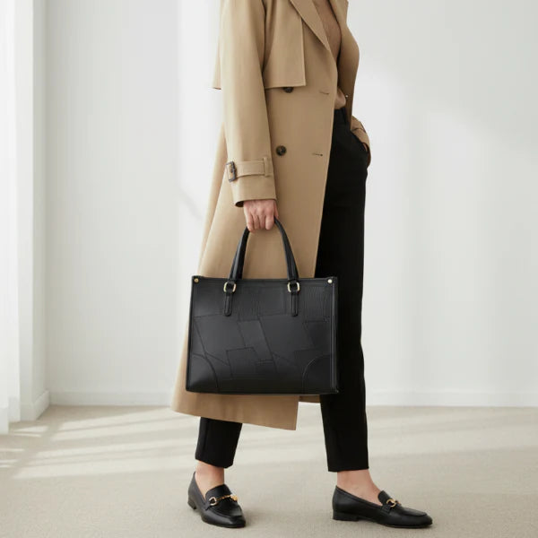 Patchwork Vegan Leather Large Tote Bag
