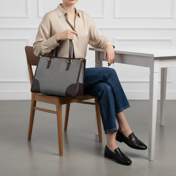 Patchwork Vegan Leather Large Tote Bag