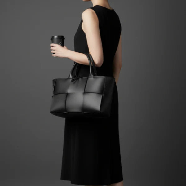 Woven Genuine Leather Large Tote Bag