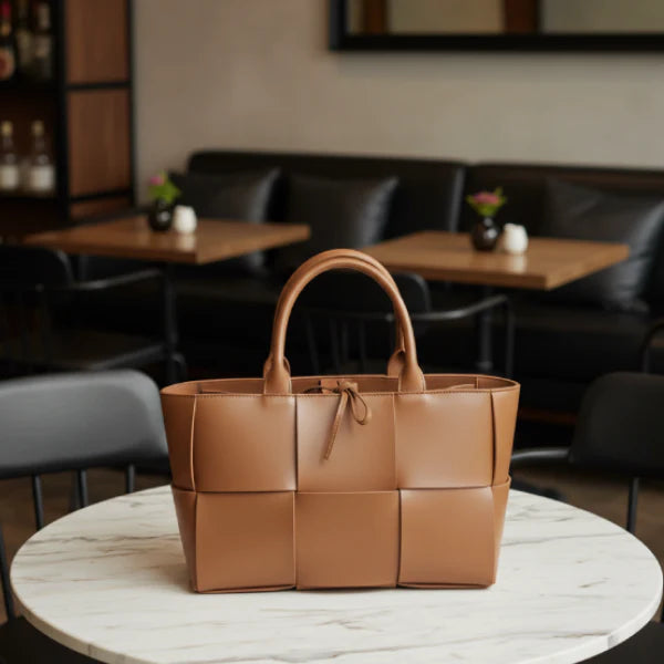 Woven Genuine Leather Large Tote Bag