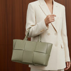 Woven Genuine Leather Large Tote Bag