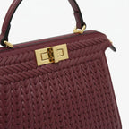Woven Vegan Leather Satchel Bag