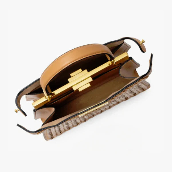 Woven Vegan Leather Satchel Bag