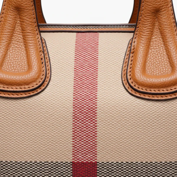 Plaid Vegan Leather Tote Bag