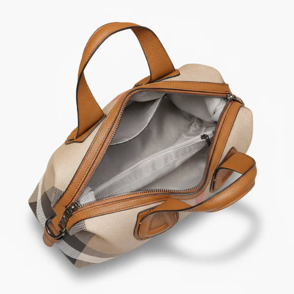 Plaid Vegan Leather Tote Bag