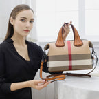 Plaid Vegan Leather Tote Bag
