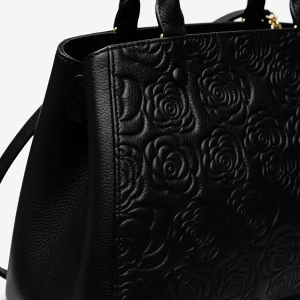 Floral Genuine Leather Large Satchel Bag