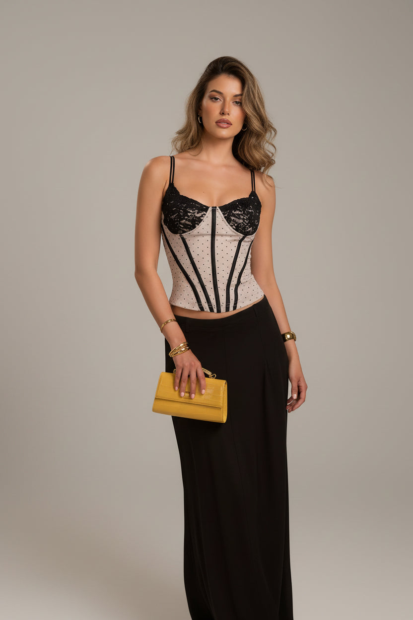 Chic Polka Dot Lace Trim Everyday Cami Top