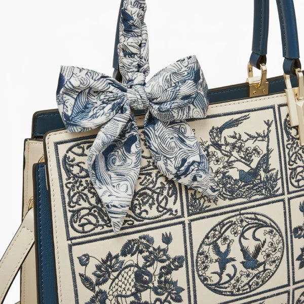 Embroidered Genuine Leather Large Tote Bag