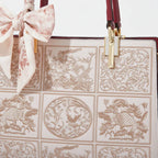 Embroidered Genuine Leather Large Tote Bag