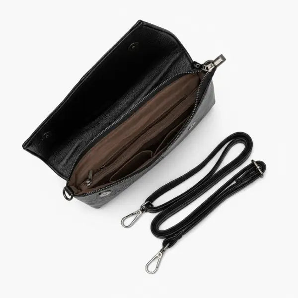 Snake-Texture Genuine Leather Satchel Bag