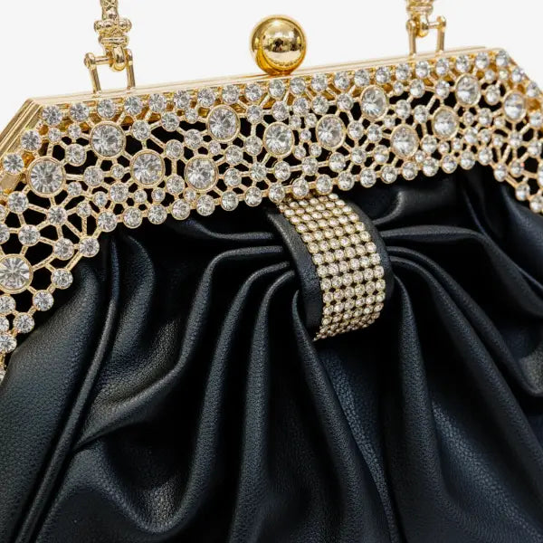 Rhinestone Vegan Leather Mini Evening Clutch