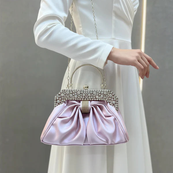 Rhinestone Vegan Leather Mini Evening Clutch