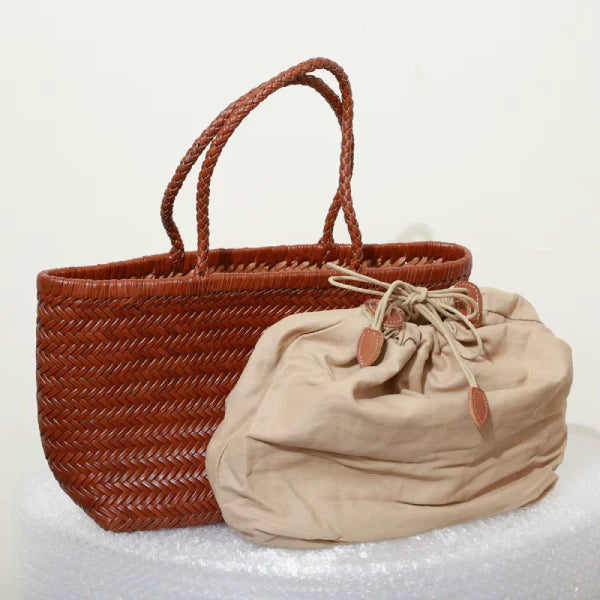 Woven Genuine Leather Tote Bag