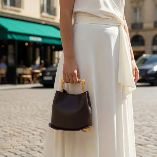 Genuine Leather Bucket Bag
