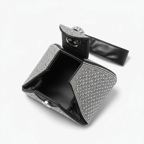 Rhinestone Crystal-Embellished Mini Evening Clutch
