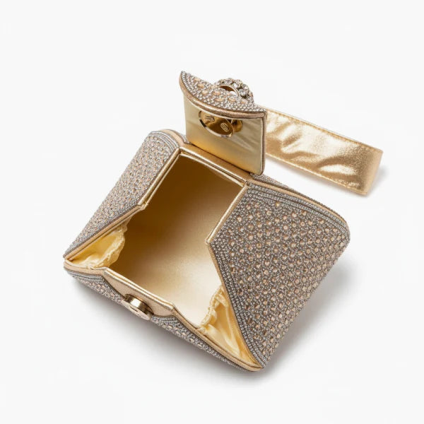 Rhinestone Crystal-Embellished Mini Evening Clutch