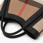Plaid Genuine Leather Large Tote Bag