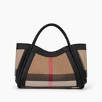 Liorael tote bag with checkered pattern and red stripe on a white background