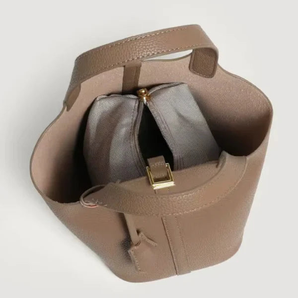 Genuine Leather Mini Bucket Bag
