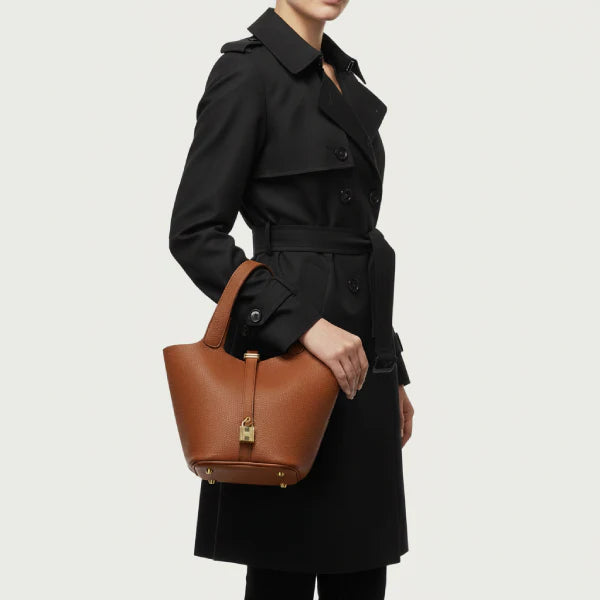 Genuine Leather Mini Bucket Bag