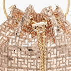 Rhinestone Crystal-Embellished Bucket Bag
