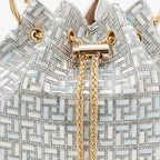 Rhinestone Crystal-Embellished Bucket Bag