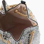 Rhinestone Crystal-Embellished Bucket Bag