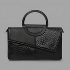 Snake-Texture Genuine Leather Satchel Bag