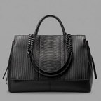 Croc-Embossed Genuine Leather Large Tote Bag